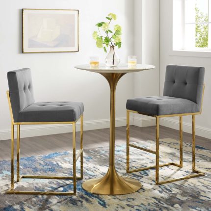 Velvet Bar Stool set of 2 - Gold Charcoal