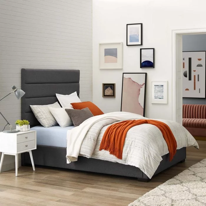 Genevieve Upholstered Fabric Platform Bed