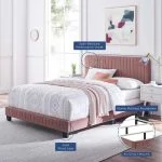 Velvet Platform Bed - Gray, Twin