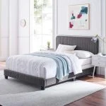 Velvet Platform Bed - Gray, Twin