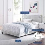Velvet Platform Bed - Gray, Twin