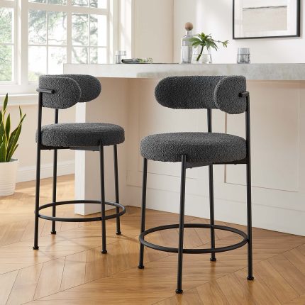Boucle Fabric Counter Stools