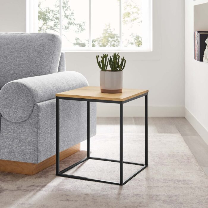 Zora Square Wood and Metal Side Table - Image 1