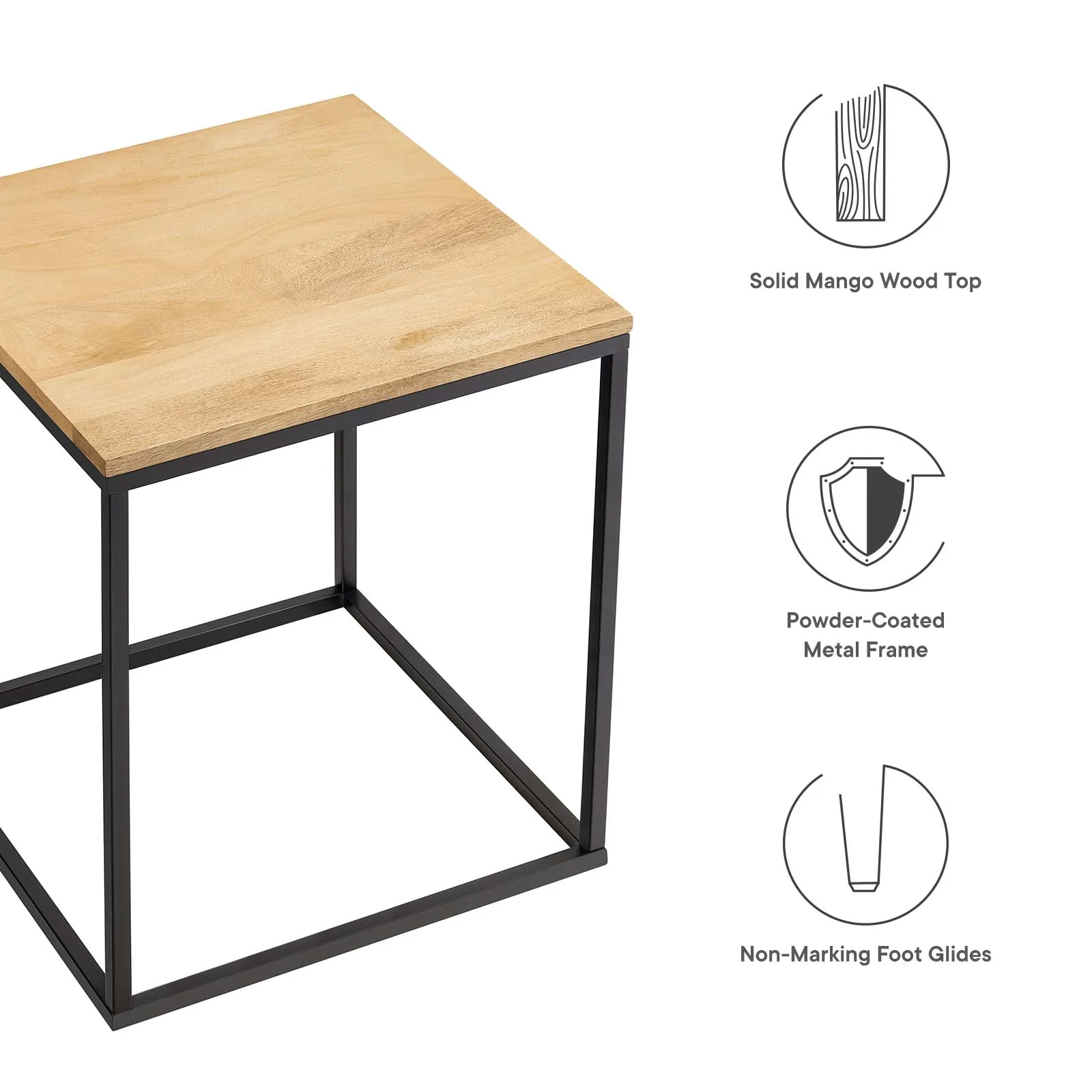 7 Zora Square Wood and Metal Side Table - Image 4