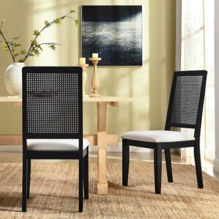 Arlo Faux Rattan and Wood Dining Side Chairs