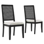 Arlo Faux Rattan and Wood Dining Side Chairs - Set of 2 - Image 3