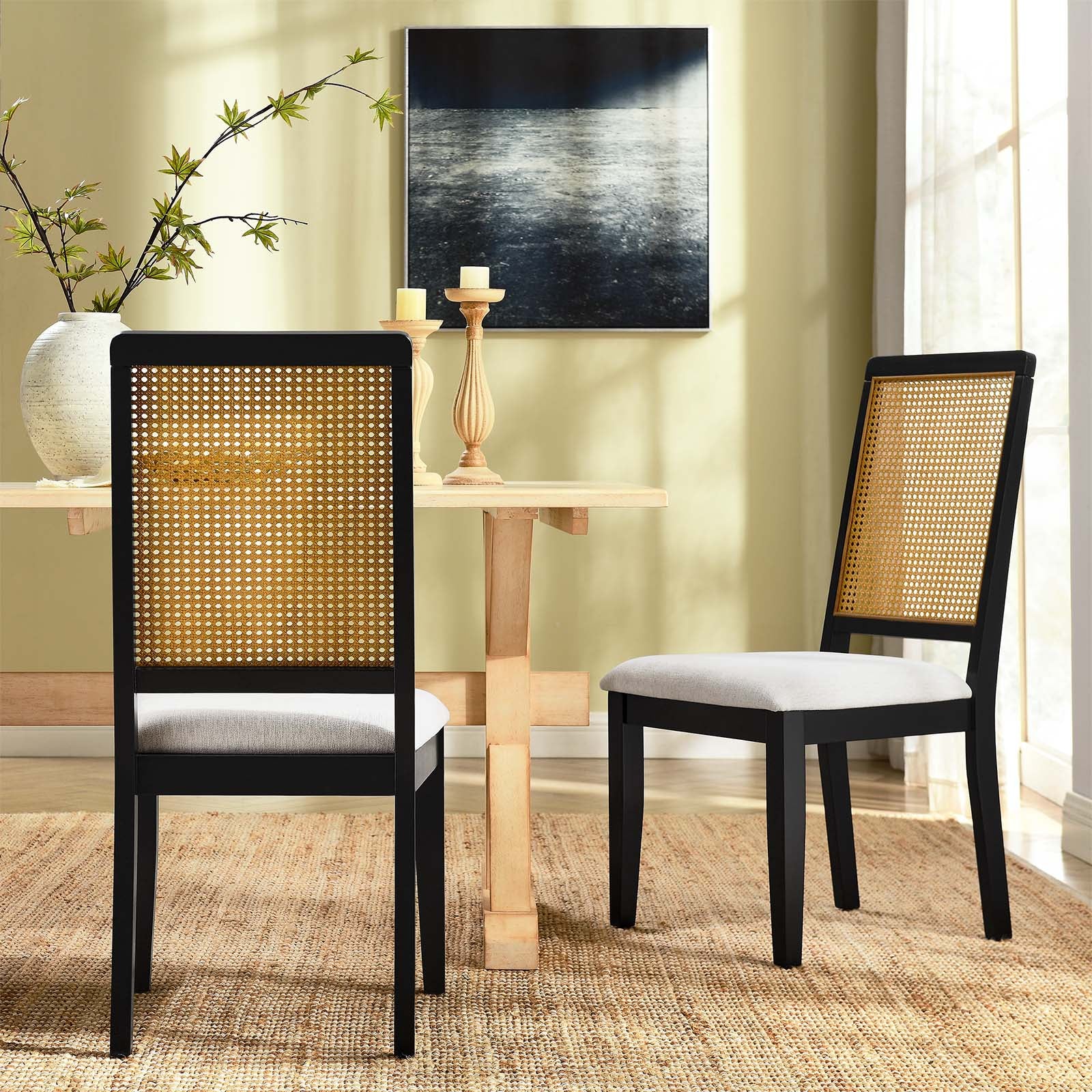 BN1 Arlo Faux Rattan and Wood Dining Side Chairs - Set of 2 - Image 11