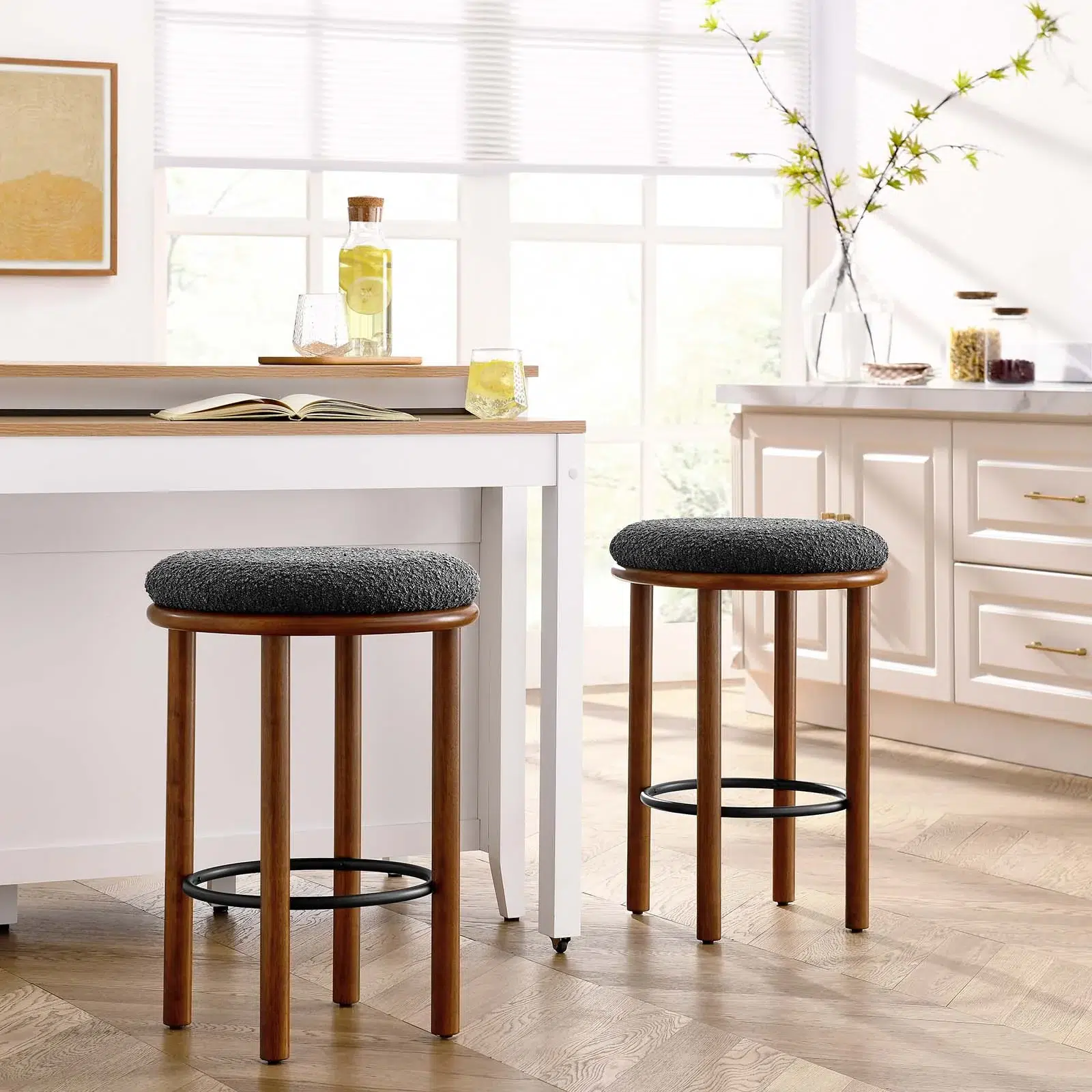 CHA 2 Fable Boucle Fabric Bar Stools - Set of 2 - Image 21