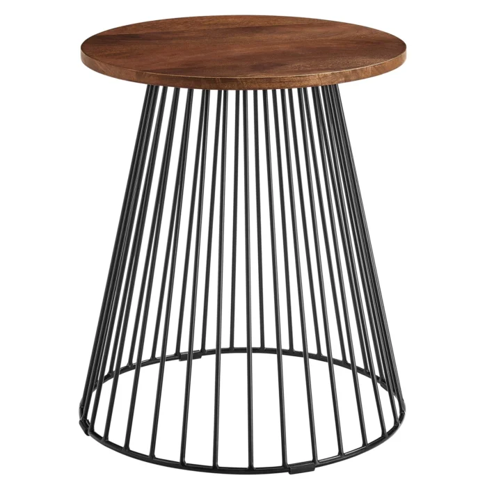 Valeo Round Wood and Metal Side Table - Image 3