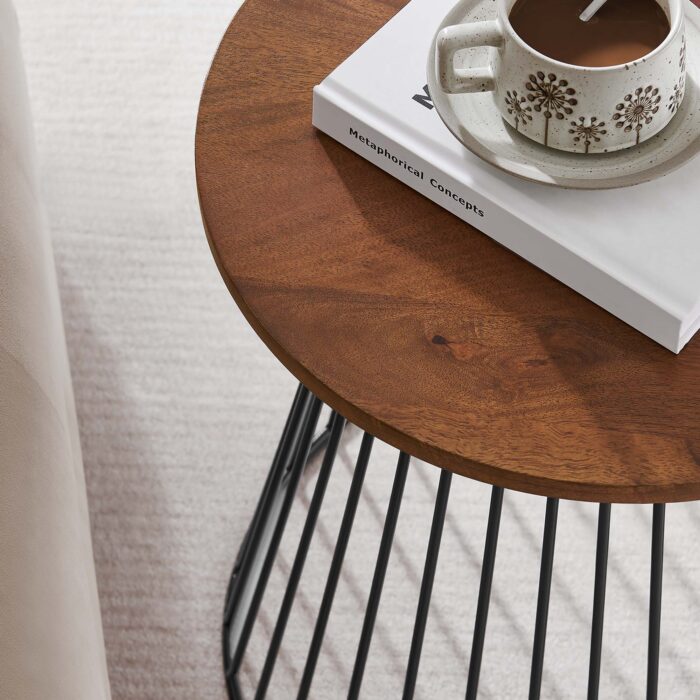 Valeo Round Wood and Metal Side Table - Image 4