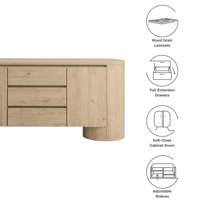 Duval 71" Rounded Sideboard Storage Cabinet - Image 3