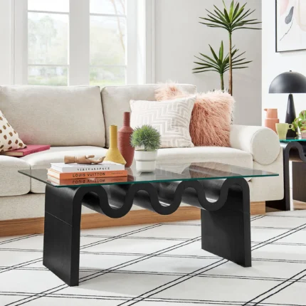 Ondine Glass Top Coffee Table in Natural