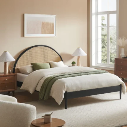Odette Queen Arched Rattan Cane Platform Bed