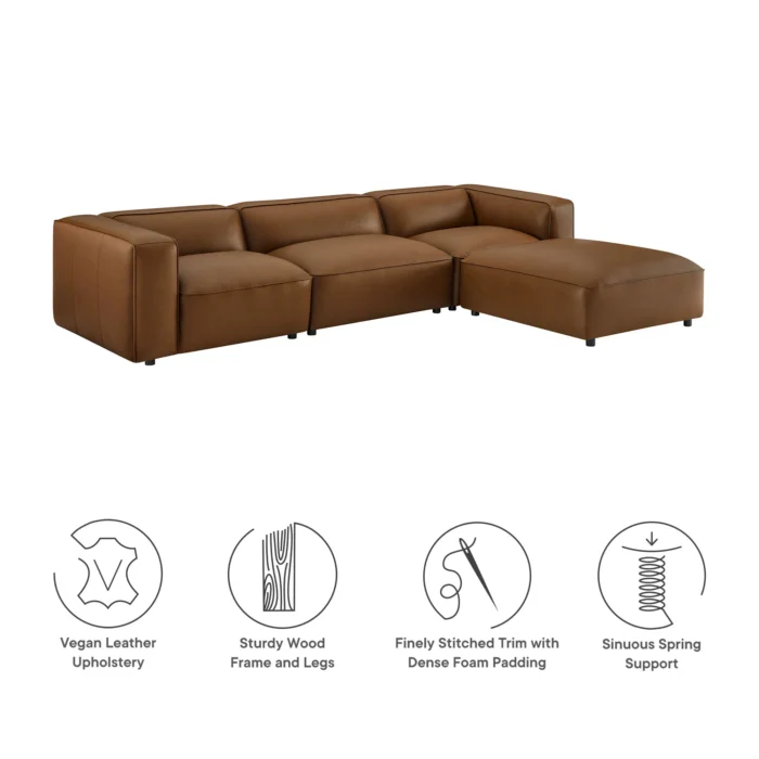 Auren 4-Piece Vegan Leather Modular Sofa - Image 8