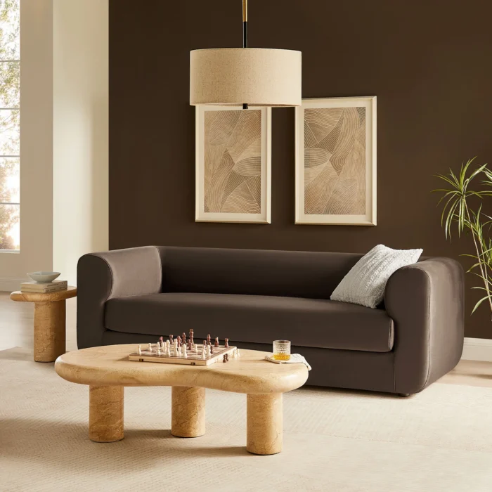Leif 89" Performance Velvet Upholstered Sofa - Image 1