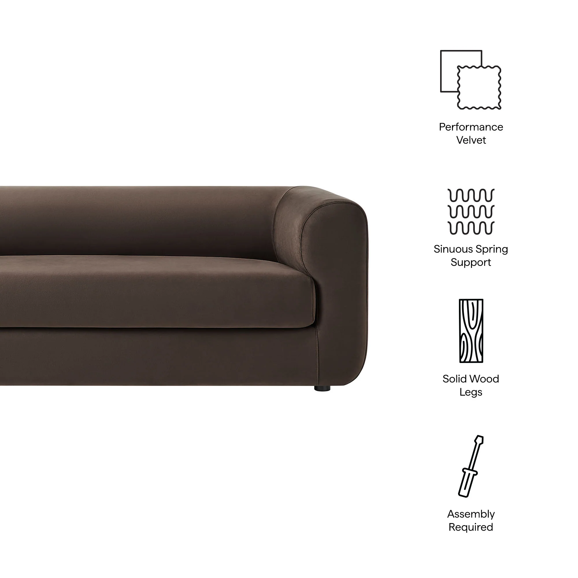 img4_EEI_7281_CHB_Callout1 Leif 89" Performance Velvet Upholstered Sofa - Image 9